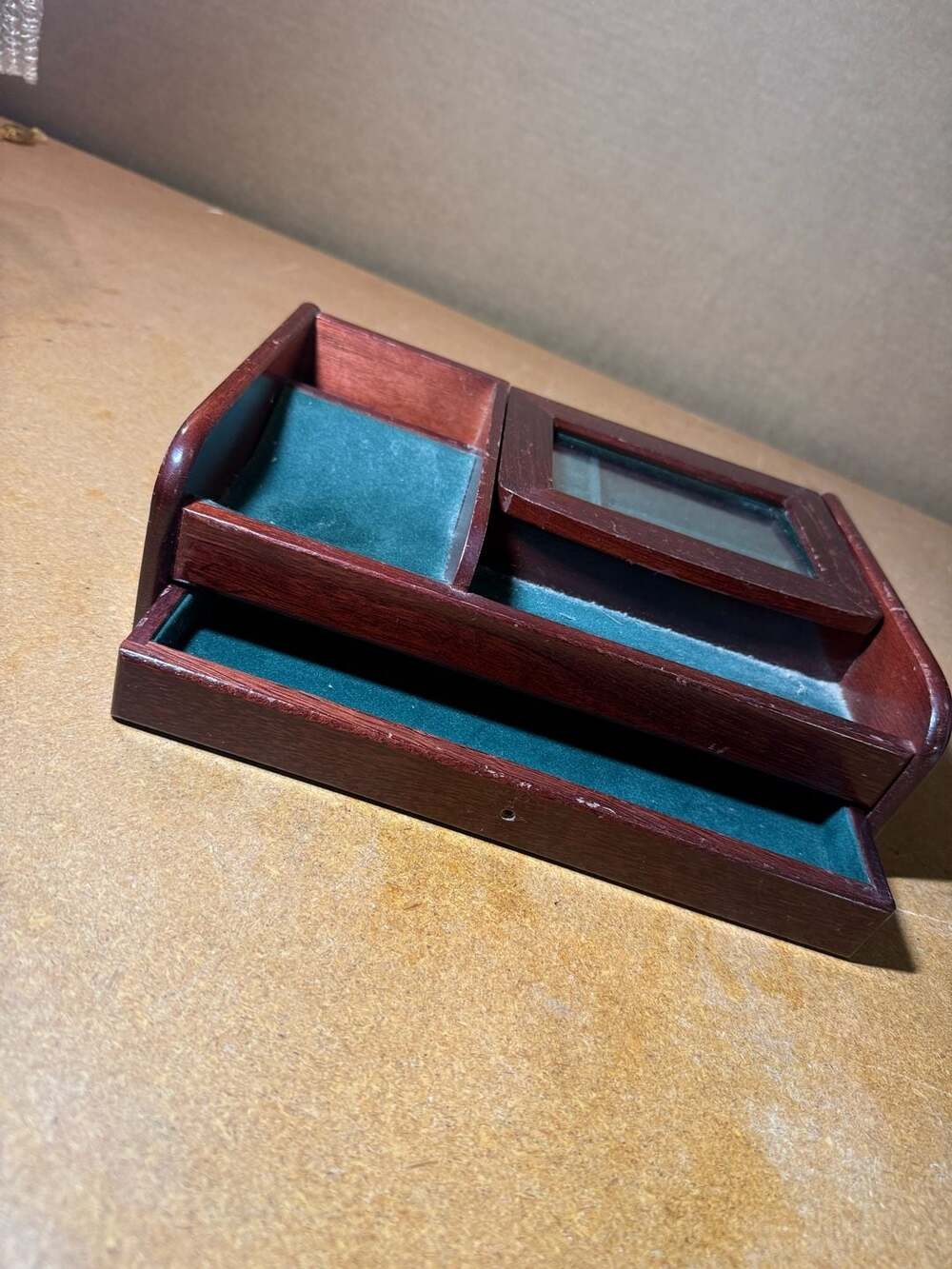 Wooden Dresser Valet Desk Top Organizer, MCM Wood Tray, Cottage Core, Farmhouse